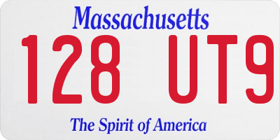MA license plate 128UT9