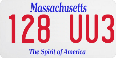 MA license plate 128UU3
