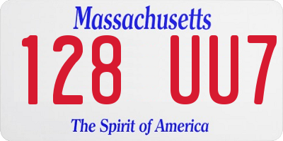 MA license plate 128UU7