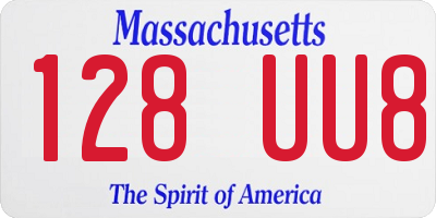 MA license plate 128UU8