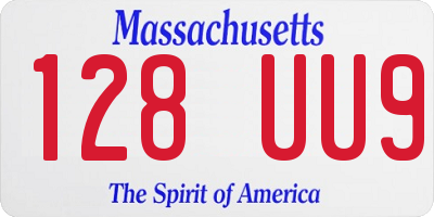 MA license plate 128UU9