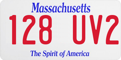 MA license plate 128UV2