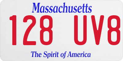 MA license plate 128UV8