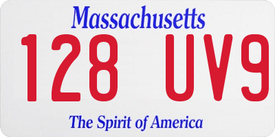MA license plate 128UV9