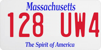 MA license plate 128UW4