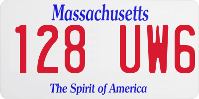 MA license plate 128UW6