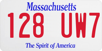 MA license plate 128UW7