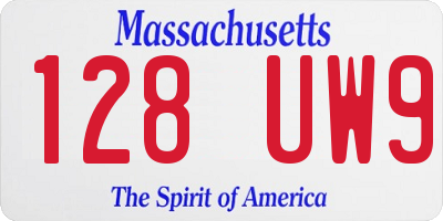 MA license plate 128UW9