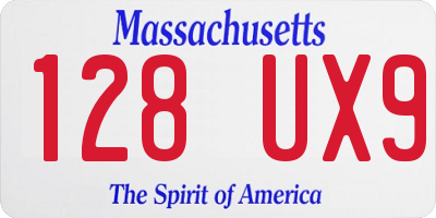 MA license plate 128UX9