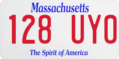 MA license plate 128UY0