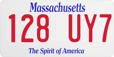 MA license plate 128UY7