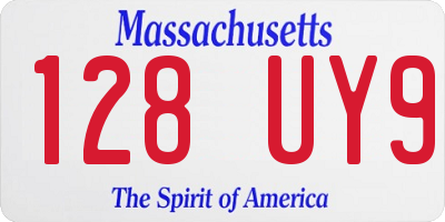 MA license plate 128UY9