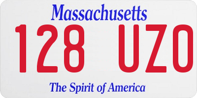 MA license plate 128UZ0
