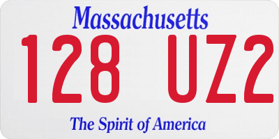 MA license plate 128UZ2