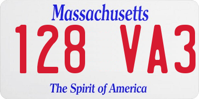 MA license plate 128VA3