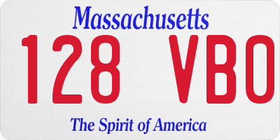 MA license plate 128VB0