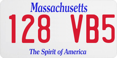 MA license plate 128VB5