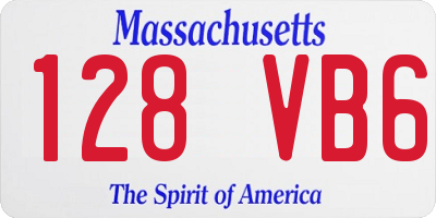 MA license plate 128VB6