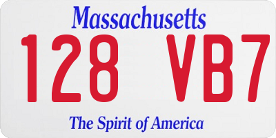 MA license plate 128VB7
