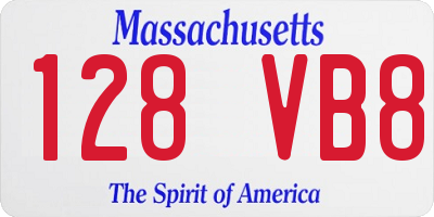 MA license plate 128VB8