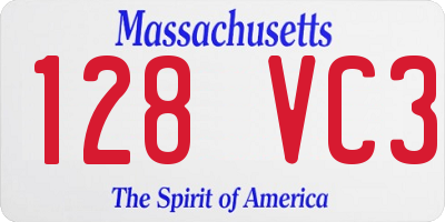 MA license plate 128VC3