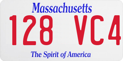 MA license plate 128VC4