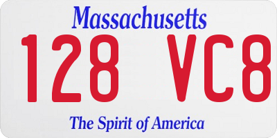 MA license plate 128VC8