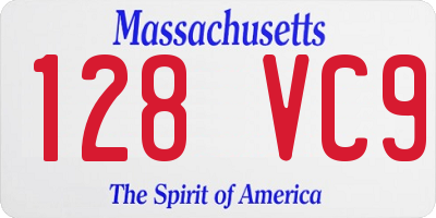MA license plate 128VC9