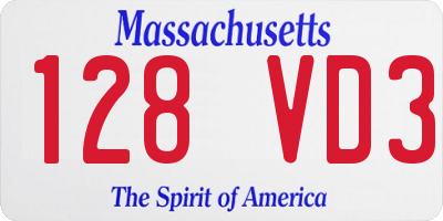MA license plate 128VD3