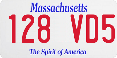 MA license plate 128VD5