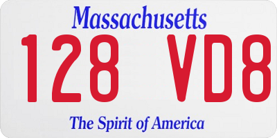 MA license plate 128VD8