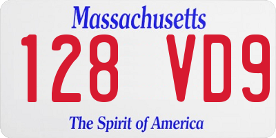 MA license plate 128VD9
