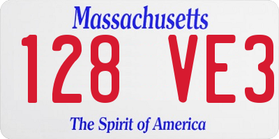 MA license plate 128VE3