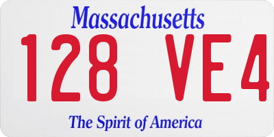 MA license plate 128VE4