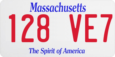 MA license plate 128VE7