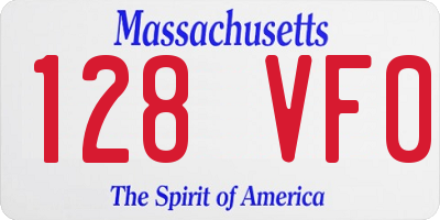 MA license plate 128VF0