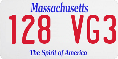 MA license plate 128VG3