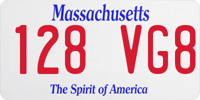 MA license plate 128VG8