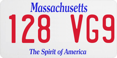 MA license plate 128VG9