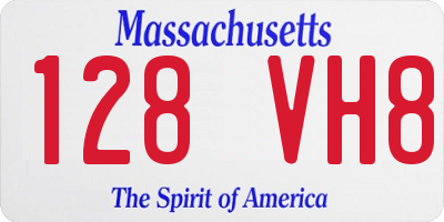 MA license plate 128VH8