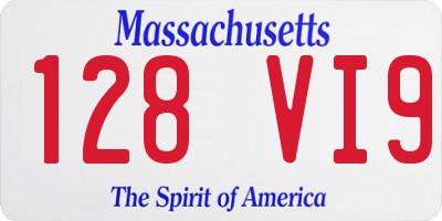 MA license plate 128VI9
