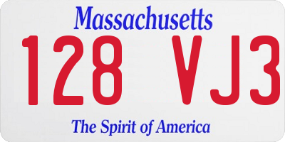 MA license plate 128VJ3