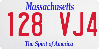 MA license plate 128VJ4