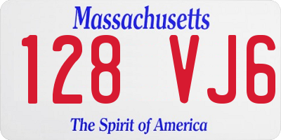 MA license plate 128VJ6