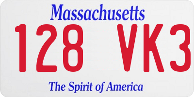 MA license plate 128VK3