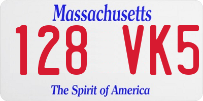 MA license plate 128VK5