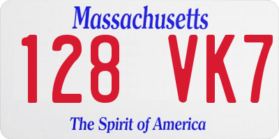 MA license plate 128VK7
