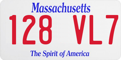 MA license plate 128VL7
