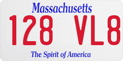 MA license plate 128VL8