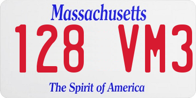 MA license plate 128VM3